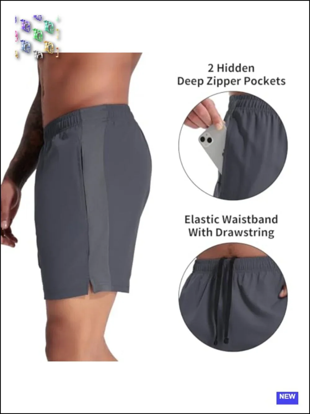 2 Pack Men's Athletic Shorts Quick Dry Running Workout with Pockets